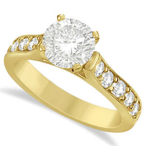 14K Yellow Gold 2.25ctw Moissanite Engagement <b>Ring</b> & Wedding <b>Band</b> Set - Product Image 2