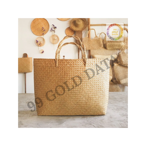 Bolso grande hecho a mano de algas marinas para mujer, bolso de estilo natural para la playa, Picnic, comestibles o transporte diario informal - Product Image 4