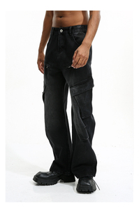 กางเกงยีนส์คาร์โก้ผู้ชายสไตล์ไฮสตรีทปรับแต่งได้กระเป๋าข้างซักได้ระบายอากาศได้ดีสำหรับฤดูใบไม้ผลิฤดูร้อนฤดูใบไม้ร่วงฤดูหนาว - Product Image 2