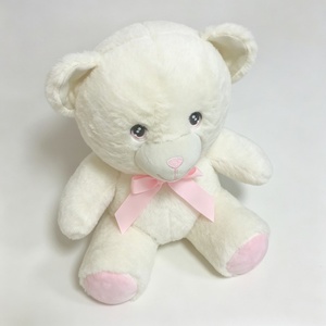 Oso de Peluche Blanco Personalizado con Lazo Rosa, Oso de Peluche Relleno de Algodón PP Suave, Color Rosa y Blanco, para Fiestas de Niñas - Product Image 3