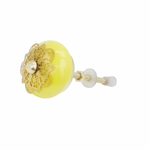 Laiton marocain filigrane fleur boutons en céramique armoire industrielle poignée tire pour chambre commode salon cuisine armoire - Product Image 2