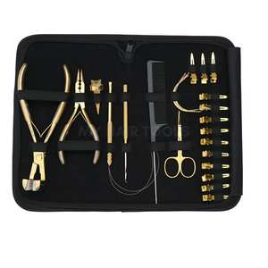 Outils d'installation d'extensions de cheveux avec anneau de séparation, applicateur à bande adhésive, poignée antidérapante, boucle et crochet, pince à sertir à trois trous - Product Image 1