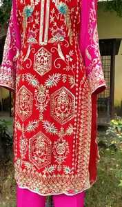 Designer moderne non cousu brodé à la main indien mode-avant protection solaire taille libre costumes pour femmes style traditionnel - Product Image 3