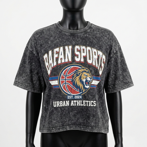 T-shirt pour homme en coton épais 240 GSM, délavé, noir, coupe ample, impression sérigraphique, logo personnalisé - Product Image 6