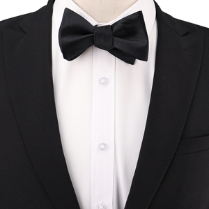 Noeuds <span class=keywords><strong>papillon</strong></span> en soie tissée jacquard formels à nouer soi-même, couleur unie noire, noeuds <span class=keywords><strong>papillon</strong></span> personnalisés, design luxueux pour mariage - Product Image 2