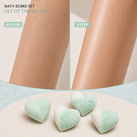 Bombes de bain en forme de cœur Muguet, lot de 4, ensemble de bain naturel pour spa avec huile de pépins de raisin, sel marin et vitamine E pour une peau douce et hydratée
