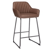 Tabouret de bar industriel personnalisé en velours/cuir PU ou cuir véritable, chaise de comptoir pliable avec base métallique durable, idéal pour la maison, le bar ou l'hôtel