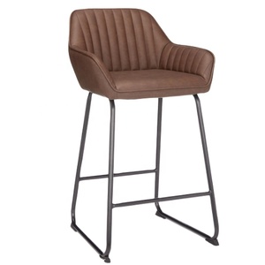 Custom Velvet/PU Leather Genuine Leather Industrial <b>Bar</b> <b>Stool</b> Counter Chair Foldable Metal Base Custom Color Size Restaurant - Product Image 5