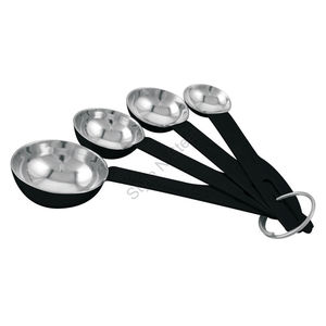 Juego de 4 cucharas medidoras pesadas Premium de acero inoxidable con un diseño clásico y elegante de color negro - Product Image 1