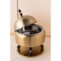 Set Peralatan Chafing Dish untuk Prasmanan, Katering, Acara Pesta, Penghangat Makanan, Piring Sajian, Chafing Dish Logam Emas oleh Indian Metal World