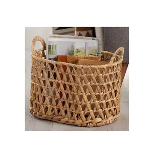 Multiple Color Kitchen Storage Basket Straw Storage Bin Sea grass Basket With Handle Rattan Basket