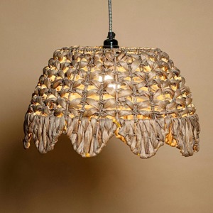 Handmade pendant <b>lights</b> water hyacinth hanging lamps scalloped edge <b>ceiling</b> lamp <b>cover</b> wholesale supply - Product Image 5
