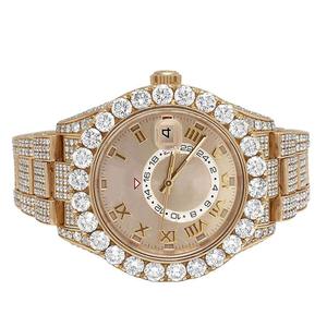 Montre de sport pour homme de style hip-hop, luxe, personnalisée, en acier inoxydable, avec diamants en moissanite blancs, fabrication artisanale, chiffres romains glacés - Product Image 2