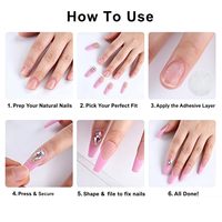 Faux ongles carrés courts à presser, 24 pièces, French Manucure, motif fleur blanche avec étoile, faux ongles scintillants, luxe
