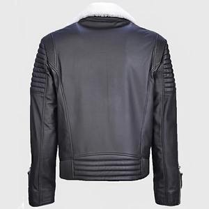 Veste bomber en cuir d'agneau noir pour homme, de haute qualité, prix imbattable, logo sur le devant, coupe-vent, imperméable - Product Image 4