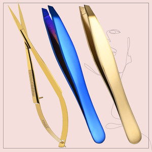 Pince à épiler à pointe inclinée de qualité supérieure et ciseaux à ressort pour épiler les sourcils en acier inoxydable - Product Image 5