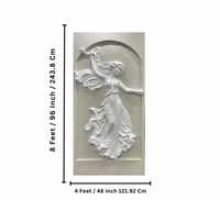 Murale en relief 3D moderne de 8x4 pieds, élégance européenne, portrait d'ange |   Panneau mural en FRP avec éclairage LED intégré |   Luxe haute fidélité