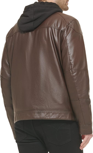 Hot Selling Men's Classic Leather <b>Jacket</b> with Removable Hood and Stand Collar OEM Canvas <b>Jacket</b> with Bib <b>jacket</b> for men - Product Image 4