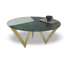 Mesa de centro de lujo con tapa de vidrio y mármol Diseño moderno Decoración de la sala de estar - Product Image 2