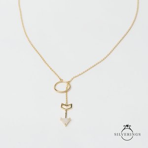Collier en argent sterling 925 avec pierre de lune arc-en-ciel en forme de flèche pour les occasions de cadeaux - Product Image 1