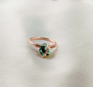 Anillo de diamante Herkimer crudo 8-10mm piedra natal en bruto chapado en oro rosa 925 alambre de plata anillo envuelto piedra natal anillos de plata esterlina - Product Image 3
