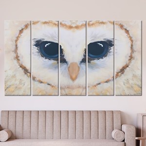 ศิลปะนกฮูกแบบนามธรรมที่งดงาม: ภาพพิมพ์บนผ้าใบสำหรับตกแต่งผนัง ชุดผ้าใบ 5 ชิ้น - Product Image 1