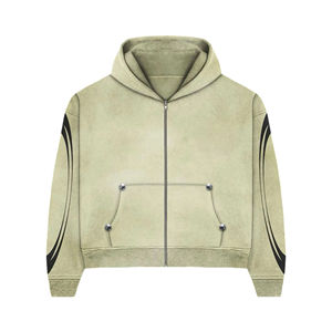 Vente en gros 100% coton 500GSM épais polaire hommes imprimés costumes deux pièces survêtement respirant survêtement rayé imprimé Boxy sweat à capuche - Product Image 2