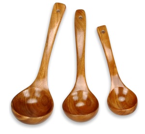 Ensemble de 2 grandes cuillères de cuisine en bois d'acacia artisanales 14 pouces SERVEUR à SALADE EN BOIS LOT DE 2 ARTICLES DE CUISINE UNIQUES FAITS À LA MAIN - Product Image 2