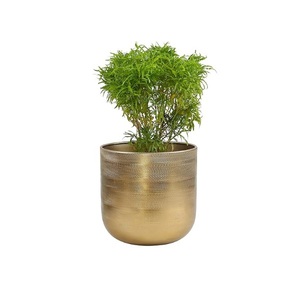 Jardinière en métal fini or brillant forme ronde intérieur extérieur décoratif maison balcon fabriqué à la main jardinière en métal pour la décoration de jardin - Product Image 2
