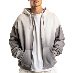 Sweat à capuche unisexe à fermeture éclair de haute qualité 3D broderie Logo personnalisé Offre Spéciale surdimensionné Vintage dégradé à capuche 100% coton - Product Image 6