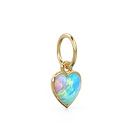 Pendentifs Breloques en Opale Naturelle du Rajasthan, Mini Cœur Sculpté, Cabochon Sertie, Pierre Précieuse Welo Fire, Certifiée Vintage, Plaqué Or Sterling