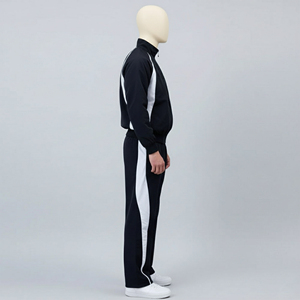 Conjunto Deportivo Ligero y Ecológico para Hombre en Blanco y Negro, Chaqueta con Cierre Completo y Pantalones a Juego, Estilo Deportivo Casual para Otoño, Corte Regular - Product Image 4
