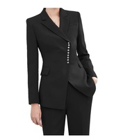 Nouvelle Collection : Costume d'affaires élégant en velours uni pour femme, blazer à manches longues et un bouton, pantalon et veste de haute qualité avec logo personnalisé