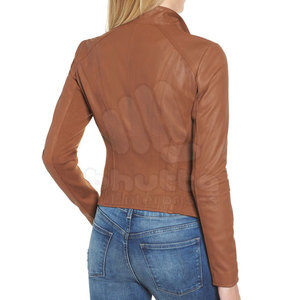 Blouson d'hiver pour femme, style rétro, en cuir véritable et polyester, col montant, imperméable, coupe-vent, respirant, très tendance - Product Image 3