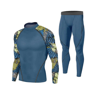 Moda hombres cuerpo Fitness transpirable secado rápido gimnasio deporte camisa legging hombres transpirable Fitness conjunto - Product Image 2