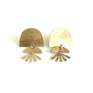 Shiny Gold Plated <b>Hook</b> <b>Earrings</b> Geometric <b>Earrings</b> Pair Brass Plain <b>Earrings</b> Handmade Matte Jewelry - Product Image 3