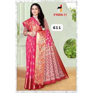 Saree de style Kanchipuram à l'usure festive lourde avec double ton et tissu riche disponible en vrac - Product Image 4