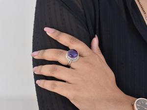 Bague en pierre d'améthyste ronde bohème empilable en argent sterling 925 usine en gros bijoux tendance en vrac - Product Image 3