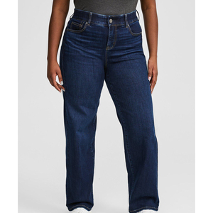 Pantalones vaqueros para mujer, nueva versión, tubo recto, sueltos, japoneses, de cintura alta, de talla grande, pantalones vaqueros de mezclilla, diseño de pierna ancha, Pantalones suaves transpirables - Product Image 2