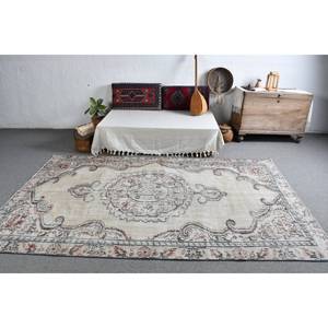 Tapis turc vintage 5.6x9,2 pieds Beige rose tissage plat laine Patchwork motif pour salon couloir décorations support en Latex - Product Image 3