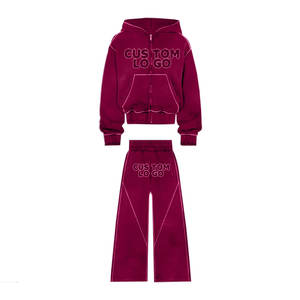 Chándales Marca personalizada Traje de sudor Sun Faded Chándal para hombres Chándales apilados personalizados Pantalones de chándal y conjuntos de Sudadera con capucha - Product Image 1