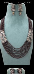 Conjunto de collar con cuentas de cristal para mujer Conjunto de collar de lujo mínimo - Product Image 4