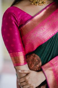 ผ้าแจ็คการ์ด pallu สวยดีไซเนอร์ล่าสุดใช้ได้ทั่วส่าหรี - Product Image 4