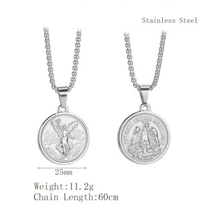 Collier double face gaufré avec pièce de <span class=keywords><strong>50</strong></span> <span class=keywords><strong>pesos</strong></span> pour hommes et femmes, en acier inoxydable plaqué <span class=keywords><strong>or</strong></span> 18 carats, collection de bijoux vintage - Product Image 2