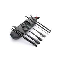 Miroir 7PCS Couverts Couteau Cuillère Fourchette Argenterie Moderne Noir Mat Ensemble de Couverts en Acier Inoxydable pièce