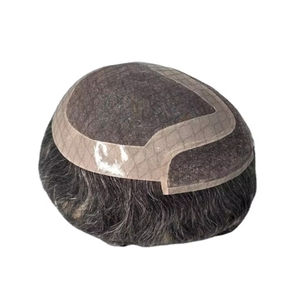 Perruque Taz Hair BD en cheveux humains, ondulée, prothèse, 100% cheveux chinois Remy, toupet à dentelle frontale avec base mono - Product Image 3