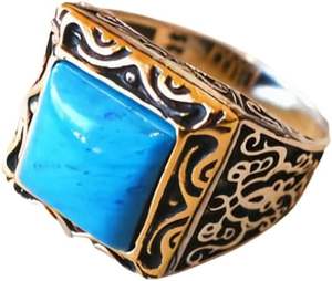 Wholesale <b>Mens</b> <b>Ring</b> Natural Turquoise Gemstone December Birthstone Father's Day Ottoman <b>Ring</b> Jewelry 925 Sterling <b>Silver</b> <b>Ring</b> - Product Image 1