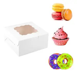 Kraft Giấy Bánh hộp với cửa sổ kẹo Cookie cupcake bao bì hộp đám cưới sinh nhật Nguồn cung cấp bên nướng phụ kiện