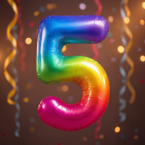 Palloncino Numero 5 Multicolore 100cm per Decorazioni Festa - Product Image 3