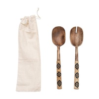Ensemble d'ustensiles de cuisine, meilleures ventes, couverts de cuisine, mélange de salade en bois Durable, fourchette et cuillère à dîner, article à salade à Long manche